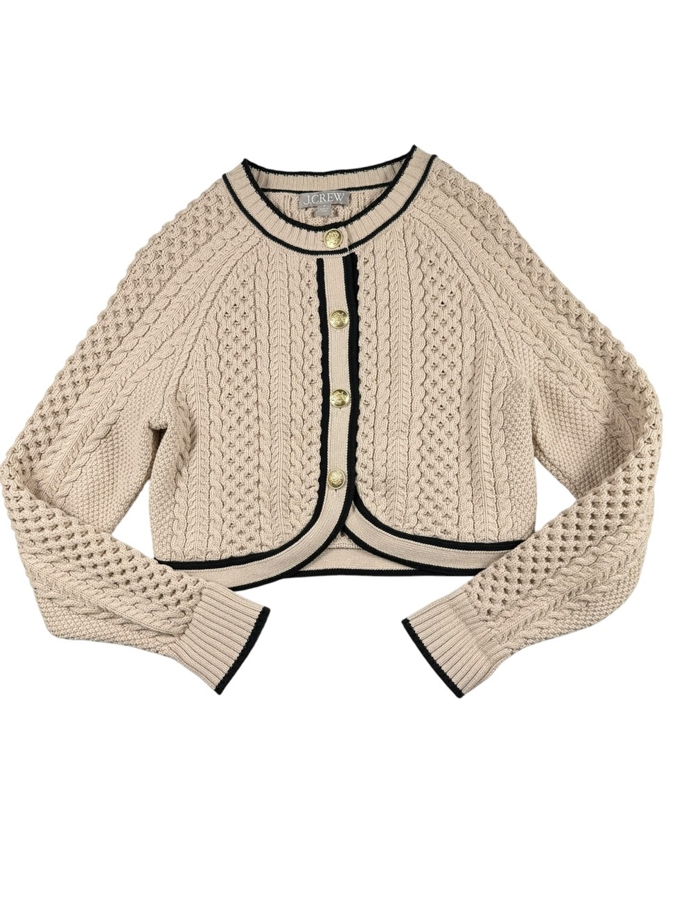 J. Crew Cropped Cable-knit Sweater Lady Jacket, S